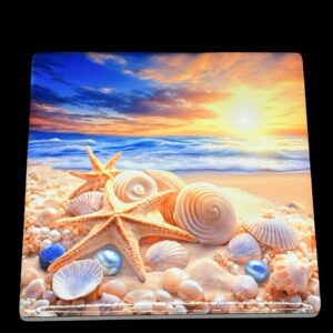 Sunset Shores Coaster Set 1 – Beach Scene