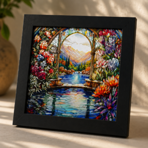 ✨ Hidden Garden Passage– Illuminated Mirror Shadow Box Art