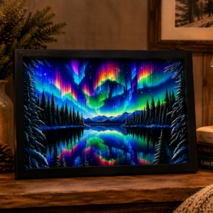 Aurora Reflections – Illuminated Acrylic Shadow Box