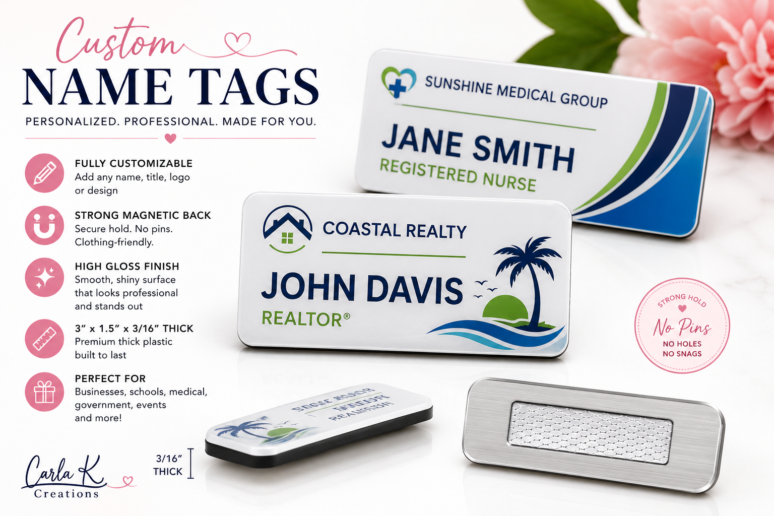Custom Magnetic Name Badge – Full Color, Personalized